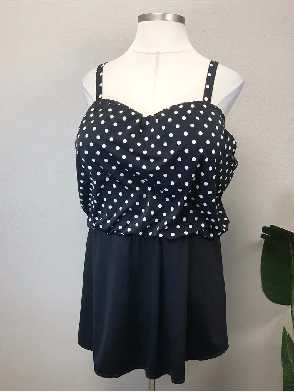D & Co Beach Black and White Polka Dot Swim Dress - Size 28